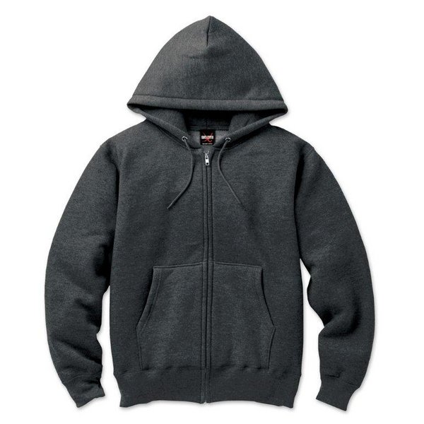裏起毛 フルジップ パーカー XLサイズ チャコールグレー 12.5oz ヘビーウェイト 綿混 コットン混 保温力抜群 男女兼用
