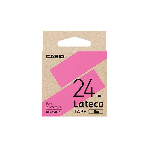 【5個セット】 カシオ計算機 Lateco専用詰替用テープ/ピンクに黒文字/24mm XB-24PKX5 送料無料