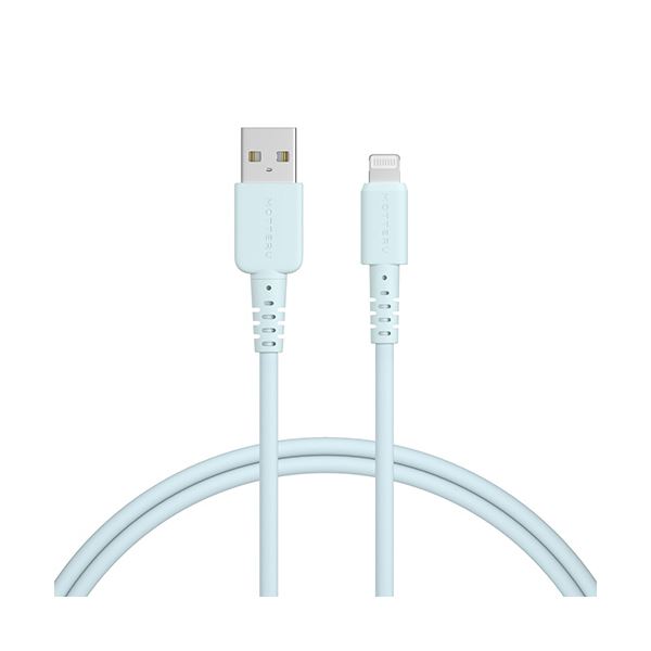 （まとめ） オウルテックMOTTERU A to Lightning シリコンケーブル 配線 パウダーブルー 1m MOT-SCBALG100-BL 1本 【×3セット】 青