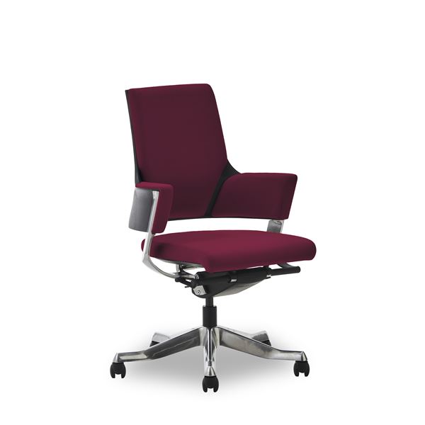 オフィス 事務用 チェア (イス 椅子) 約幅65.5cm ミドルバック バーガンディ キャスター付 移動可能 車輪付き き 肘付き DELPHIII ファブリック インテリア家具 組立品 送料無料の通販は 67,951円