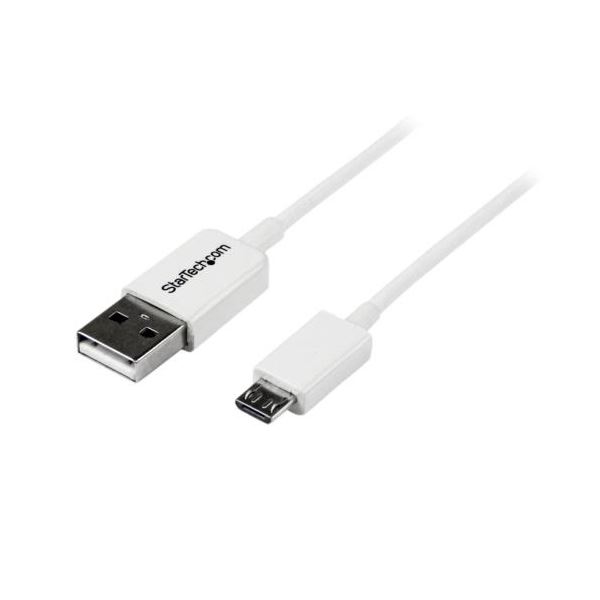 （まとめ） StarTech.com microUSB2.0ケーブル 配線 2m A（オス）-microB（オス） ホワイト USBPAUB2MW1本 【×3セット】 白 送料無料の通販は