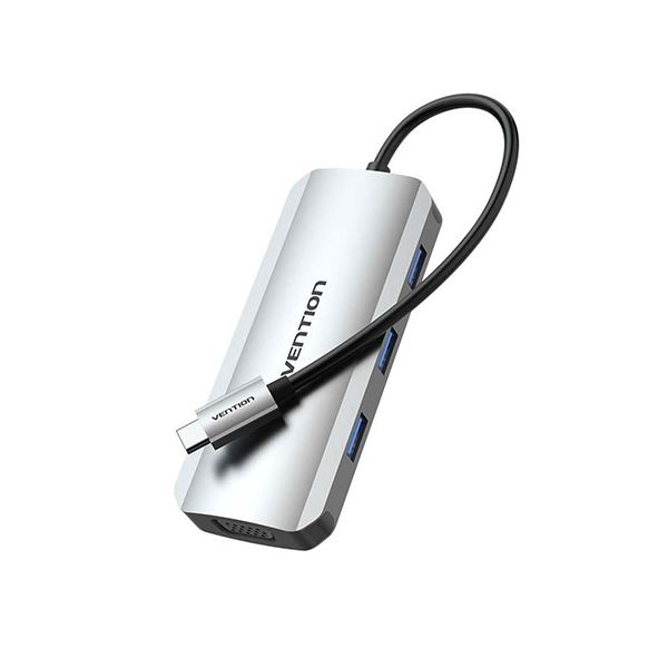 VENTION USB-C to HDMI/VGA/USB 3.0x3/PD ドッキングステーション グレー TO-7989 送料無料