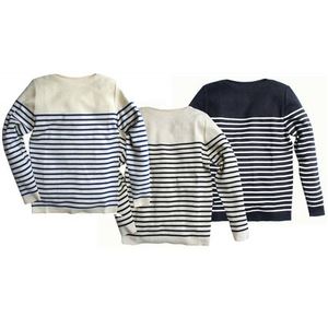 フランス海軍 パネルボーダー セーター 86(レディース) オフホワイト×ブルー ウール混 仏軍 レプリカ ミリタリーウェア 白 青