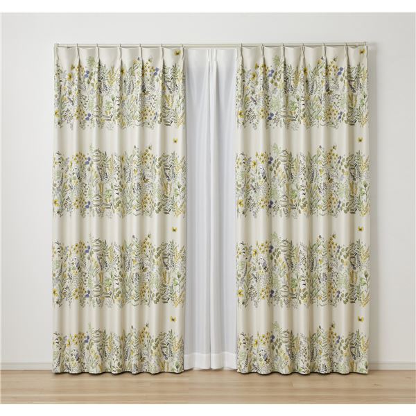 遮光 カーテン 約幅100×丈135cm ミチクサ ベージュ 1枚入 2級遮光 タッセル付 形状記憶加工 日本製 国産 デザインライフ 送料無料の通販は 4,803円