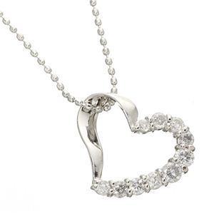 K18WG 0.3ctハートダイヤモンドペンダント/ネックレス