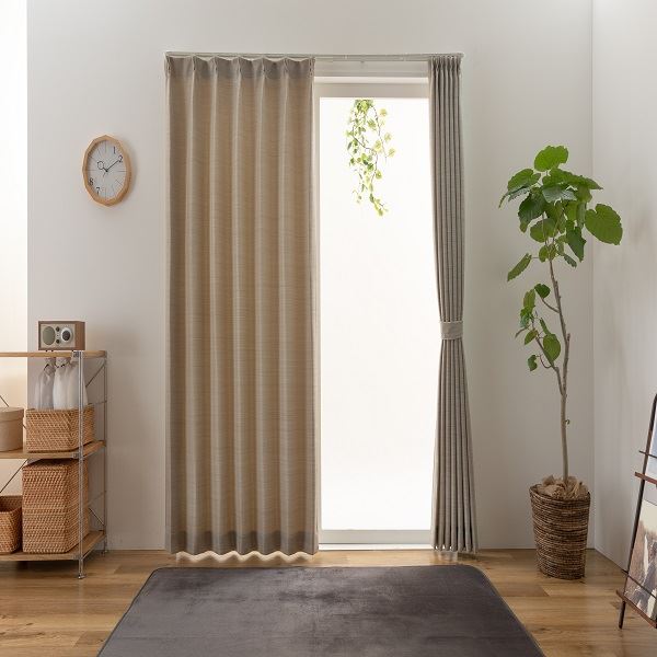 日本製 カーテン ドレープカーテン 遮光 3級遮光 洗える シンプル ナチュラル タッセル付き ウォッシャブル 【幅150cm 長さ110 cm 1枚 ベージュ】 送料無料の通販は 6,338円