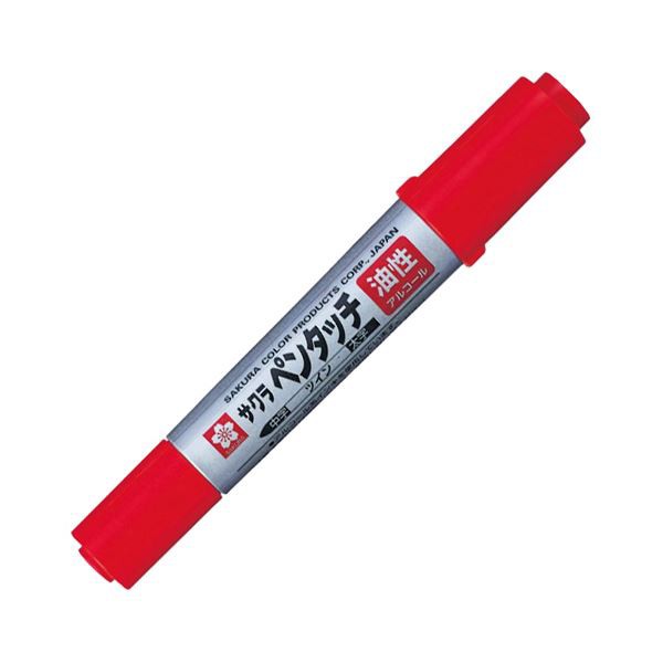 （まとめ） サクラクレパス油性マーカー ペンタッチツイン あか PK-T#19 1セット（10本） 【×3セット】 鮮やかな色彩を楽しむ 2本セットの赤色油性マーカーが10本ずつ 3セットで30本 サクラクレパスのペンタッチツイン、あか色 送料無料の通販は