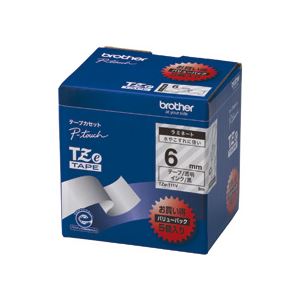 ブラザー BROTHER ピータッチ TZeテープ ラミネートテープ 6mm 透明/黒文字 業務用パック TZE-111V 1パック(5個) 送料無料
