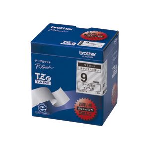ブラザー BROTHER ピータッチ TZeテープ ラミネートテープ 9mm 透明/黒文字 業務用パック TZE-121V 1パック(5個) 送料無料