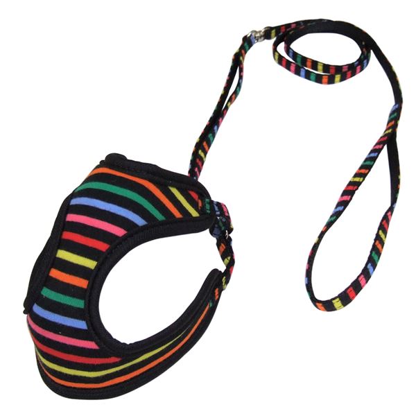 （まとめ）ストライプソフトハーネスリード SS マルチブラック【×2セット】 (犬用品/ハーネス) 黒 送料無料の通販は