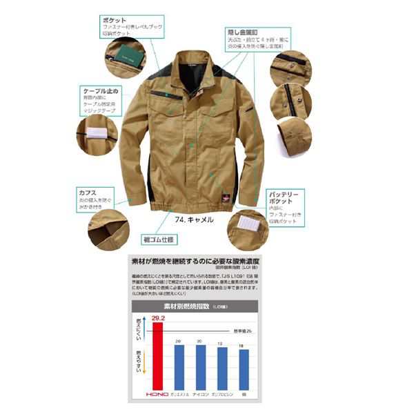 村上被服 HOOH 難燃長袖ブルゾン V4202 シルバーグレー サイズ：6L 服単品 〔バッテリー・ファン・ケーブル 配線 別売 〕 送料無料の通販は