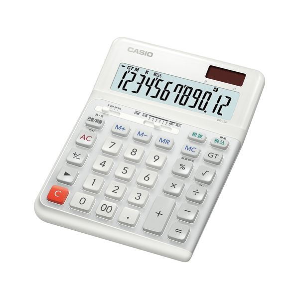 カシオ 人間工学電卓 デスク (テーブル 机) サイズ12桁 人間工学に基づいたデスクサイズの12桁電卓、計算が快適なデスクパートナー 送料無料