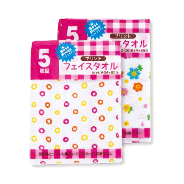 【5セット】 犬飼タオル プリントフェイスタオル 5枚組 180A-220X5 送料無料の通販は 5,453円