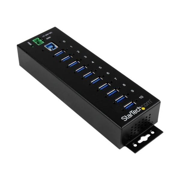 StarTech.com 10ポート 産業用USB3.0ハブ ESD／350Wサージ保護 ウォールマウント対応 ブラックST1030USBM 1個 黒 送料無料の通販は