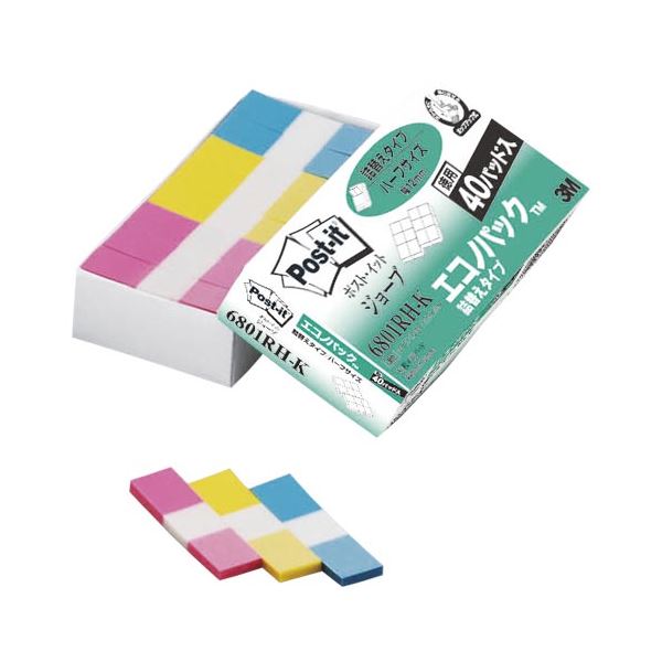 （まとめ） 住友スリーエム ポストイット(R) ジョーブ詰替えタイプ ハーフサイズ（詰替え用） エコノパック(TM)製品 6801RH-K 混色3色 40個入 【×2セット】 送料無料の通販は 6,797円