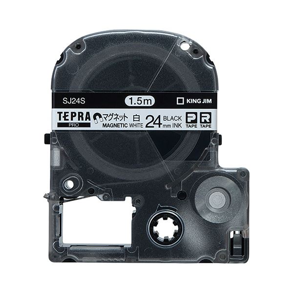 （まとめ） キングジム テプラ PRO テープカートリッジ マグネットテープ 24mm 白／黒文字 SJ24S 1個 【×3セット】 送料無料