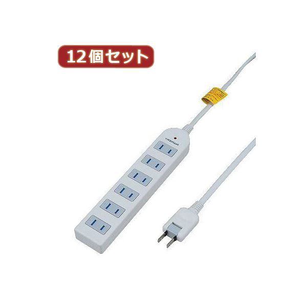 YAZAWA 12個セット 雷ガード付延長コード・タップ6個口 Y02KS605WHX12 稲妻からの過電圧を防ぐ、雷の守護神 12個セットの雷ガード付き延長コード・タップ、6口コンセント 送料無料の通販は