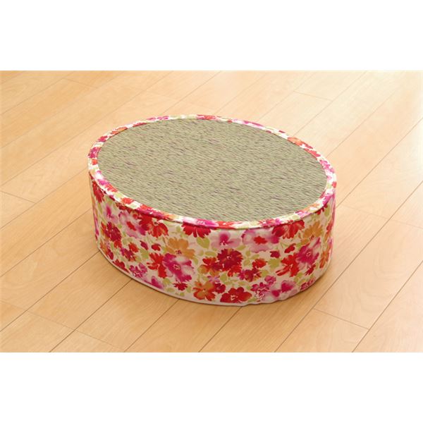 スツール イス バーチェア 椅子 カウンターチェア い草 藺草 花柄 楕円 スツール ピンク 約45×35×H15cm 送料無料の通販は 6,342円