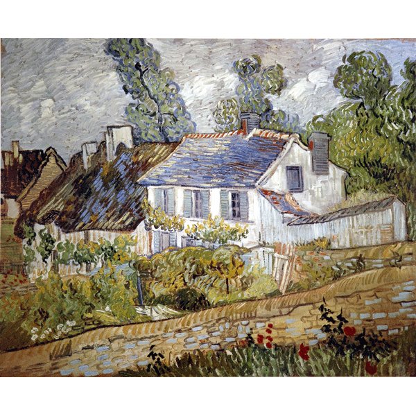 世界の名画シリーズ、プリハード複製画 ヴィンセント・ヴァン・ゴッホ作 「オーヴェールの家々」（額縁付） 驚異的な色再現力で、まるで本物のような名画が我が家に 感動の複製画シリーズ、ヴィンセント・ヴァン・ゴッホ作『オーヴェールの家々』額縁付き 送料無料の通販は