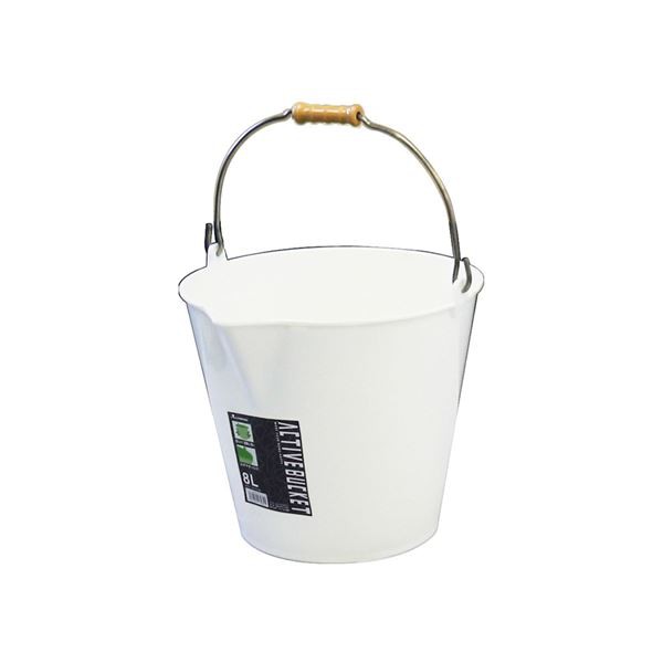 【20セット】 ポリバケツ/アクティブバケツ 【8L】 ホワイト 〔掃除用品 ガーデニング用品 園芸〕 白 送料無料の通販は