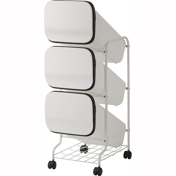 スタンド式 ダストボックス/ゴミ箱 【ホワイト 19L×3段】 高さ97cm キャスター付 移動可能 車輪付き き 『スムース』 白 送料無料の通販は