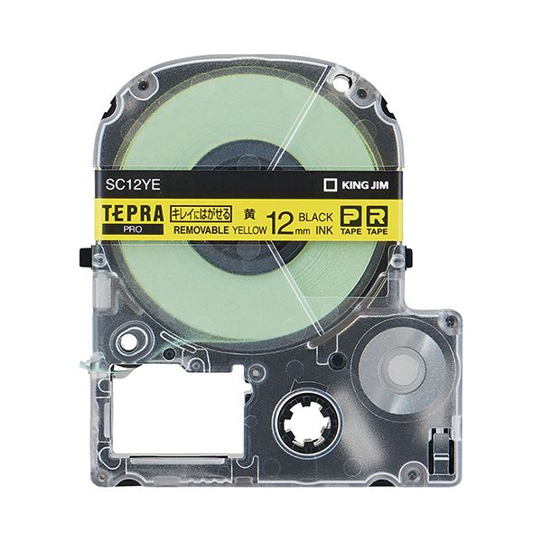 （まとめ） キングジム テプラ PRO テープカートリッジ キレイにはがせるラベル 12mm 黄／黒文字 SC12YE 1個 【×5セット】 送料無料