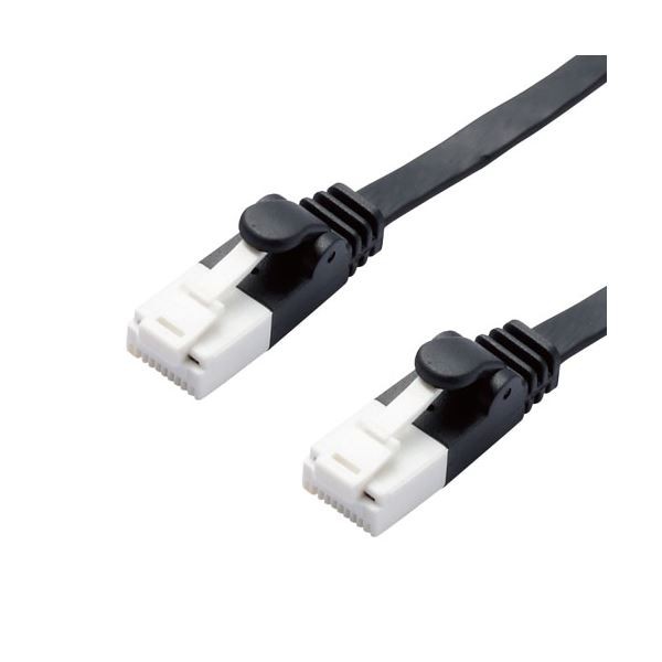 （まとめ） LANケーブル 配線 ／CAT6A／爪折れ防止／フラット／3m／ブラック LD-GFAT／BK30 【×5セット】 黒 送料無料の通販は