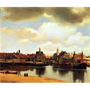 世界の名画シリーズ、プリハード複製画 ヨハネス・フェルメール作 「デルフトの眺望」（額縁付）