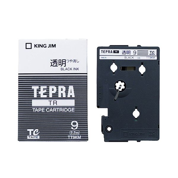 （まとめ） キングジム テプラ TR テープカートリッジ 9mm 透明／黒文字 TT9KM 1個 【×4セット】 送料無料