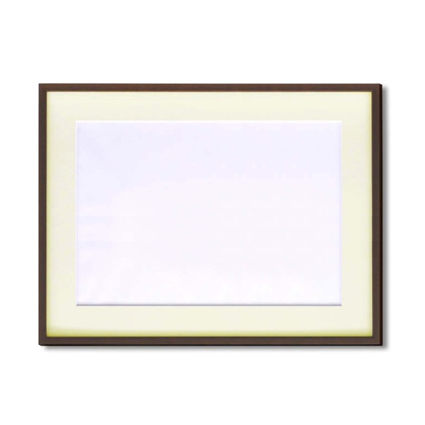 水彩額縁 フレーム F8号 ブラウン 壁掛けひも アクリル マット付き