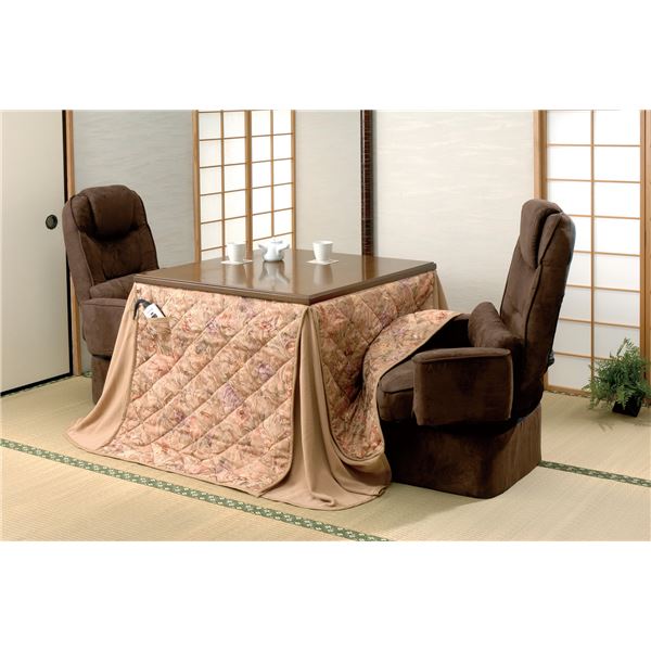 こたつセット 【2人用】 こたつテーブル 机 (本体)：幅80cm こたつ布団：幅82cm こたつ高座椅子 (イス チェア) 1人掛け×2脚：幅70cm 〔和室 洋室〕 送料無料
