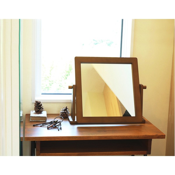 卓上ミラー/卓上鏡 【ブラウン】 幅46cm×奥行11.5cm×高さ41cm 飛散防止加工 茶 送料無料の通販は 6,660円