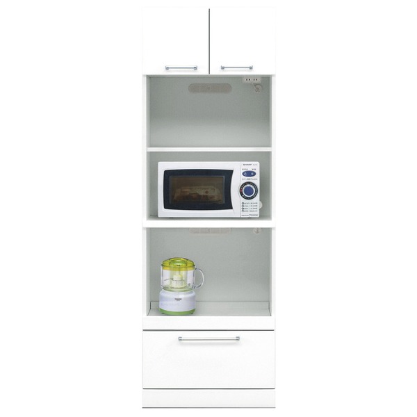 レンジ台 レンジボード レンジ棚 食器棚 キッチンボード 戸棚 キッチン 台所 整理 収納 幅60cm ホワイト 上置き 可動棚 コンセント付 日本製 国産 トリプルハイタイプ 高い レンジボード 完成品 玄関渡し 白 送料無料の通販は