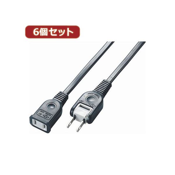 YAZAWA 6個セット耐トラ付延長コード Y021010BKX6 送料無料の通販は