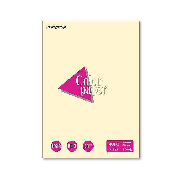 (まとめ) Nagatoya カラーペーパー A4判 中厚口 ナ-3202 レモン 100枚入 【×5セット】 送料無料の通販は