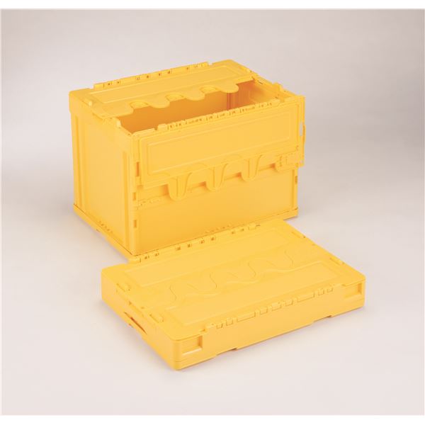 フタ付き折りたたみコンテナ/オリコン 【60L/イエロー】 CF-S61NR 岐阜プラスチック工業 黄 収納の達人 大容量コンテナBOX 2LペットボトルやA4ファイルもスッキリ収納 折りたたみで場所も取らない 【60L/イエロー】 黄 送料無料の通販は 9,937円