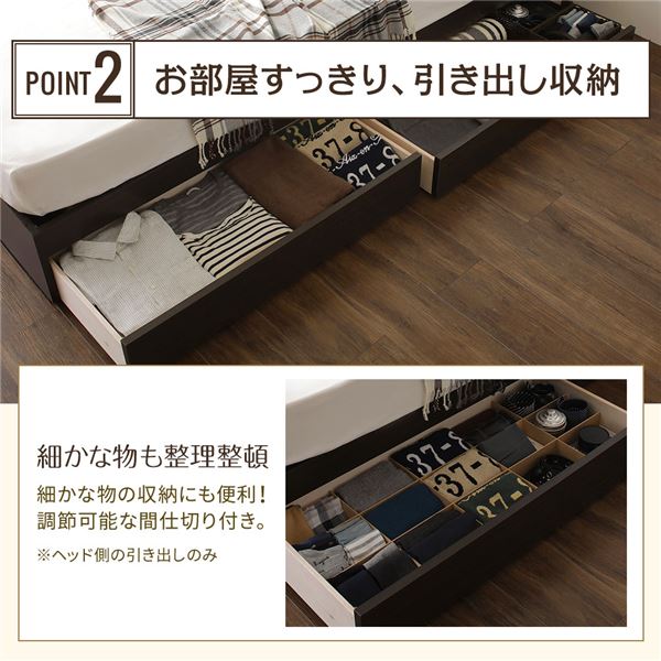 ベッド 日本製 収納付き 引き出し付き 木製 照明付き 棚付き 宮付き 『FRANDER』 フランダー ダブル 日本製ボンネルコイルマットレス付き ホワイト  送料無料の通販は