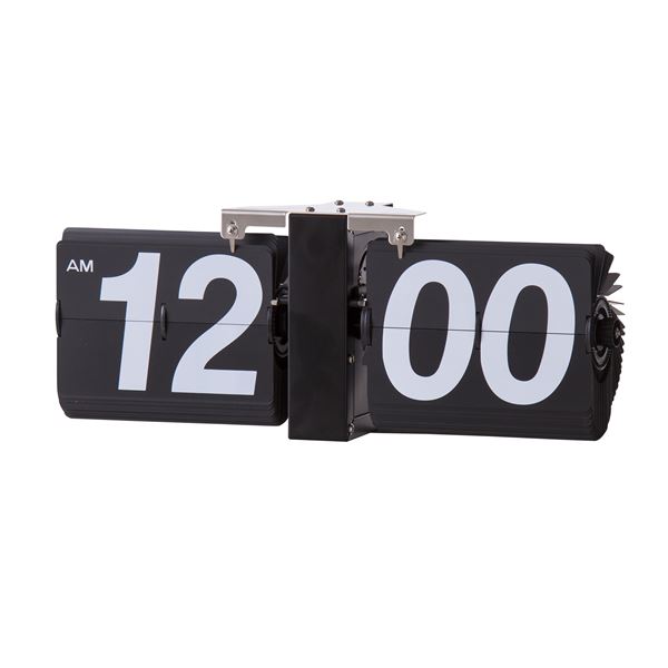 フリップクロック 時計 幅36×奥行8.5×高さ14cm ブラック 掛け・置き対応 単1乾電池 リビング ダイニング ベッドルーム 黒 送料無料の通販は 8,988円