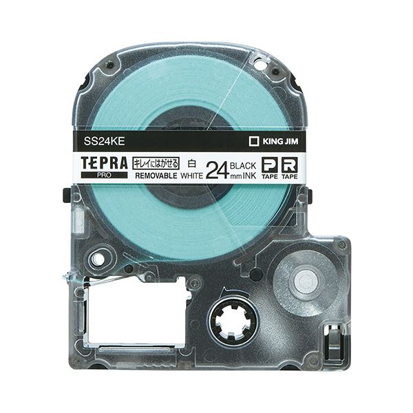 （まとめ） キングジム テプラ PRO テープカートリッジ キレイにはがせるラベル 24mm 白／黒文字 SS24KE 1個 【×4セット】 送料無料