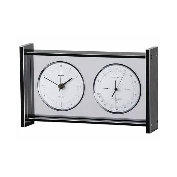 EMPEX スーパーEX ギャラリー温度・湿度・時計 EX-792 シルバー 高品質な温湿度計で、正確な時刻表示と快適な環境を保つ 信頼性と精度に優れ、生活を快適に彩る 送料無料