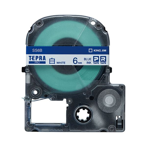 （まとめ） キングジム テプラ PRO テープカートリッジ 6mm 白／青文字 SS6B 1個 【×5セット】 送料無料