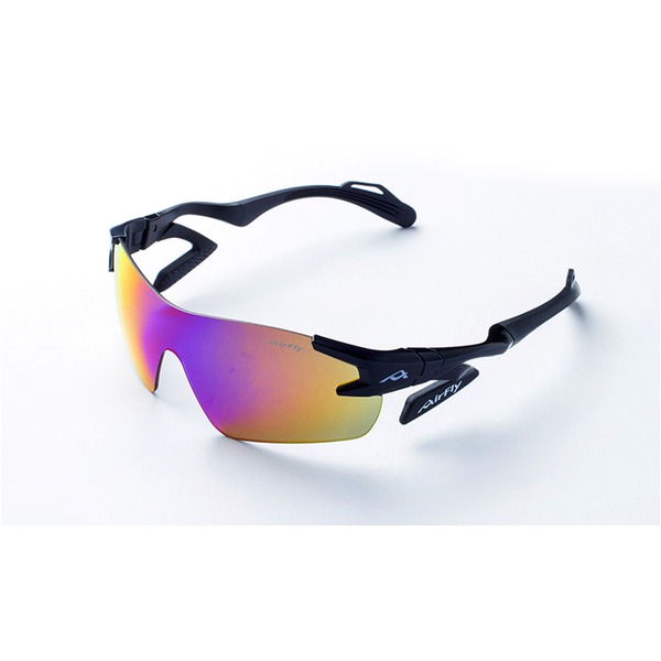 ノーズパッドレススポーツサングラス AirFly(エアフライ) AF-301 C-3 ブラック ミラーレンズ ユニセックス 男女兼用 黒