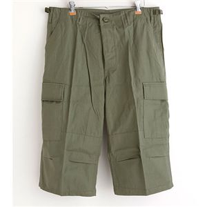 アメリカ軍 BDU クロップド カーゴパンツ 迷彩服 Lサイズ オリーブ 7分丈 リップストップ レプリカ ミリタリーパンツ