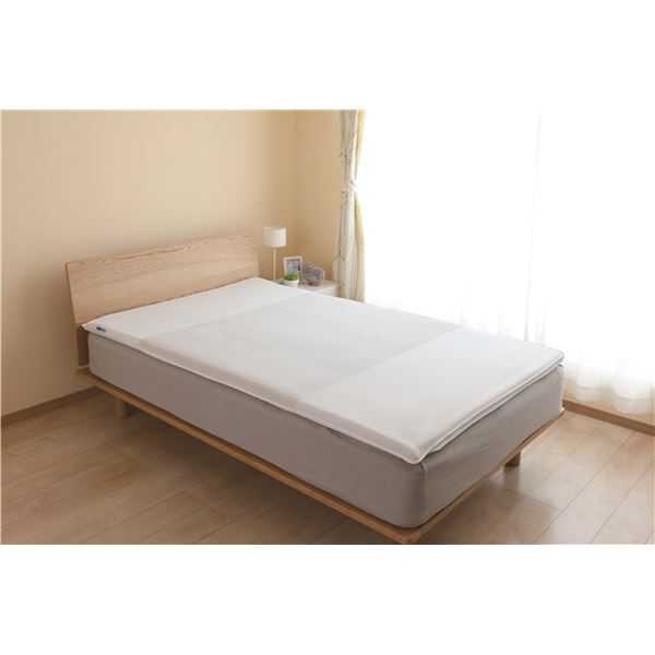 高反発 マットレス/寝具 〔ダブルサイズ ホワイト〕 三つ折り 洗える 『キュービックボディプレミアム』 マットレス 高反発 ダブルサイズ コイル1440個 ポケットコイル