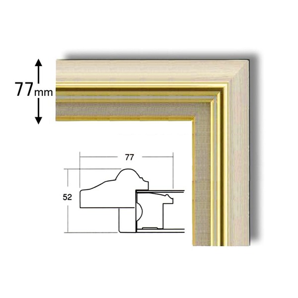 日本製 国産 油絵額縁 フレーム F8号 アイボリー 壁掛けひも