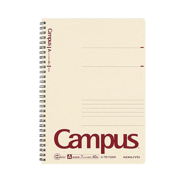 (まとめ) コクヨ キャンパス 再生紙ツインリングノート セミB5 A罫 40枚 ス-TE110AN 1冊 【×30セット】 送料無料の通販は 9,721円