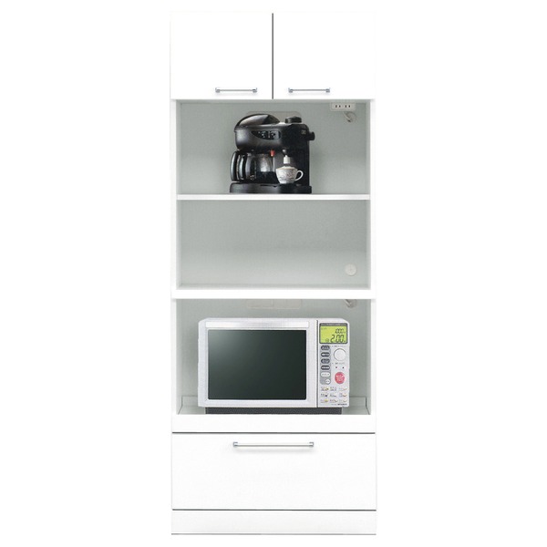 レンジ台 レンジボード レンジ棚 食器棚 キッチンボード 戸棚 キッチン 台所 整理 収納 幅70cm ホワイト 上置き 可動棚 コンセント付 日本製 国産 トリプルハイタイプ 高い レンジボード 完成品 開梱設置 白 送料無料の通販は