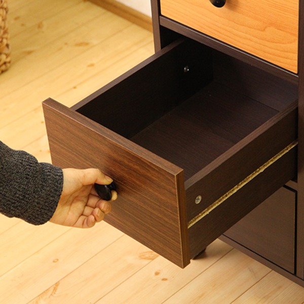 キャビネット 収納棚 幅59cm カラフル 引き出し4杯 木製 脚付き 取っ手