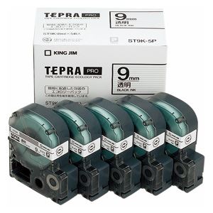 キングジム テプラPROテープエコパック 透明ラベル5個入 ST9K-5P キングジムのテプラPROテープエコパックは、透明なラベル5個入りで使いやすく経済的 さまざまな用途で活躍し、便利でスタイリッシュな世界を広げます 送料無料の通販は