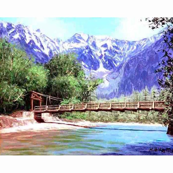 油絵額 フレームセット オンタケF6号 大山功 「上高地」 433×525×50mm
